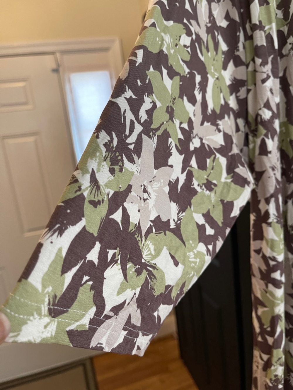 chic Olive & Brown Floral Midi Wrap Dress - Picture 6 of 8